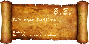 Bürger Beáta névjegykártya