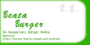 beata burger business card