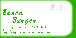 beata burger business card